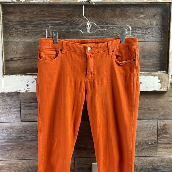 MICHAEL KORS Ladies Orange Cotton Denim Straight Leg Jeans Pants Size 6 - Picture 3 of 11